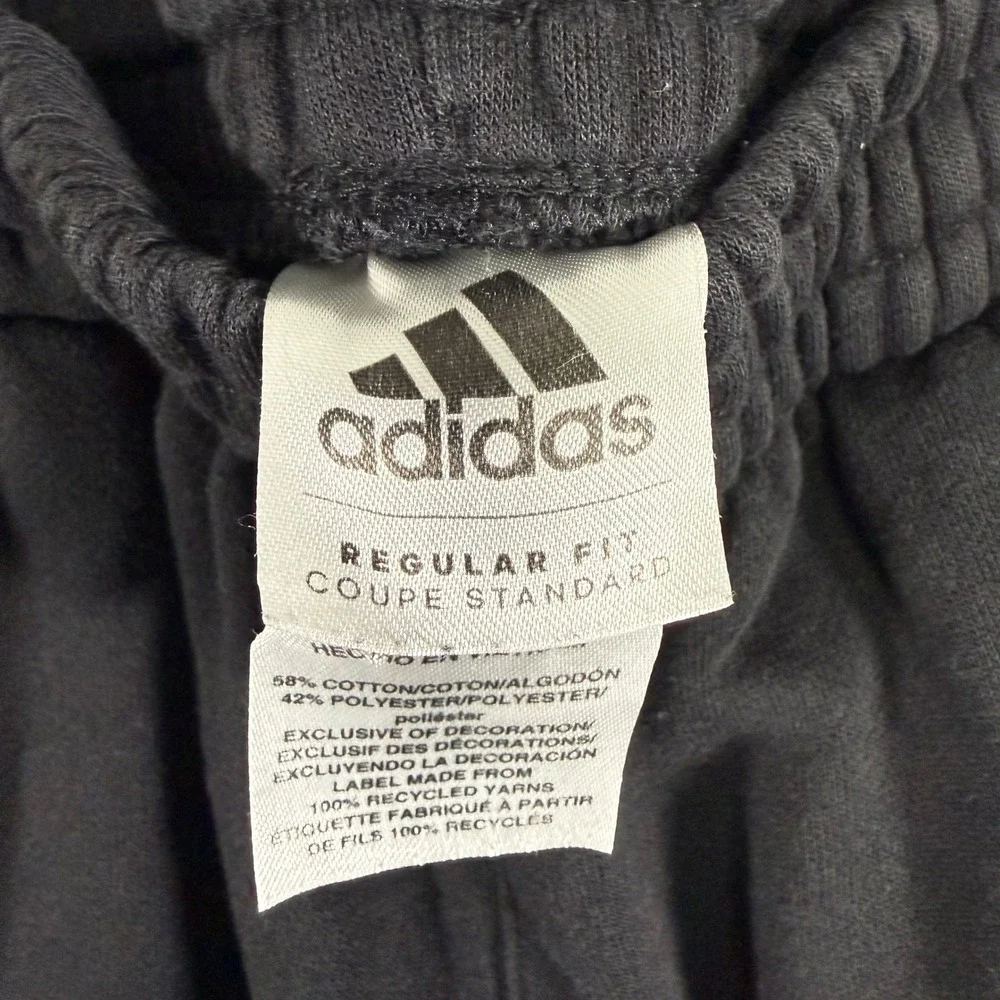 Adidas Jogger Pants Men Large Black 3-Stripe Fleece Regular Fit AK5926